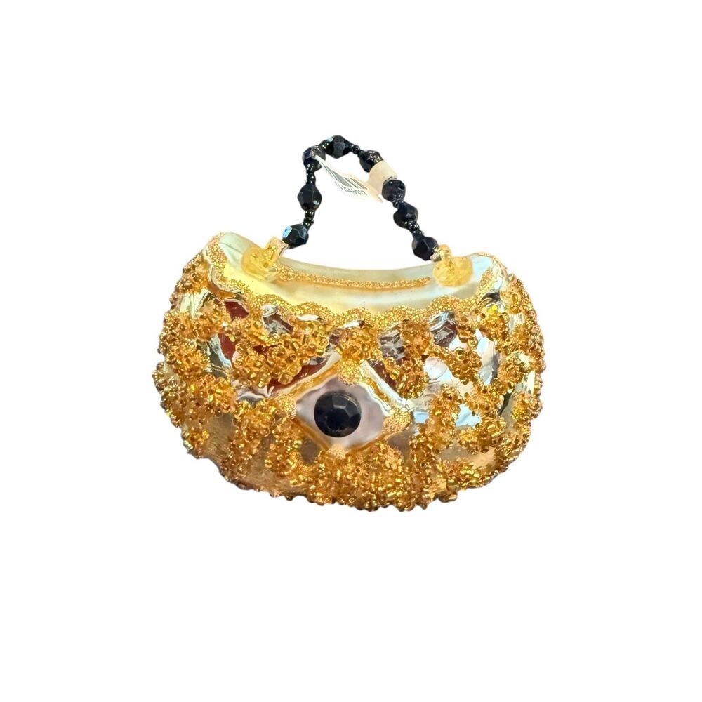 Pier 1 Imports Beaded Gold Purse Christmas Ornament BFF Girly Gift NWT